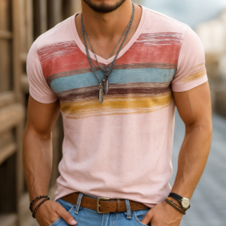 Mens 3D Digital-Print Short-Sleeve T-Shirt