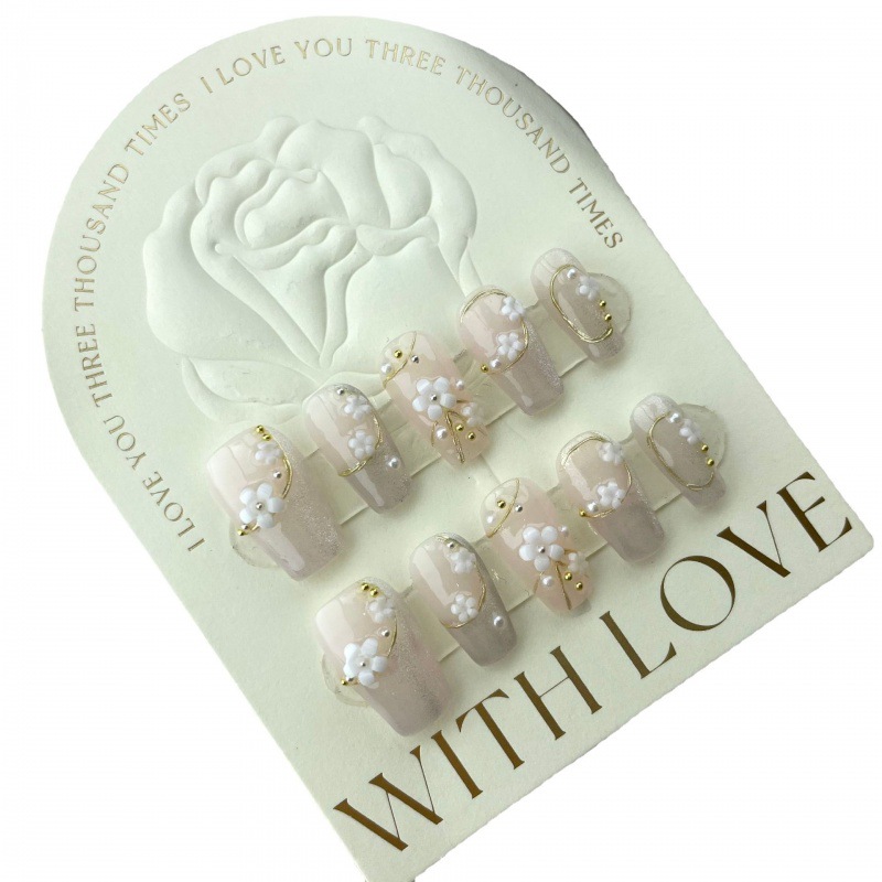 French-style Cherry Blossom Cat-eye Nail Tips