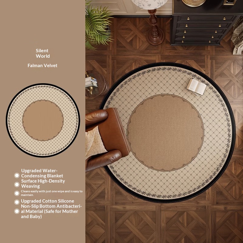 Carpet Living Room Vintage Style No-wash Wipeable Round Sofa