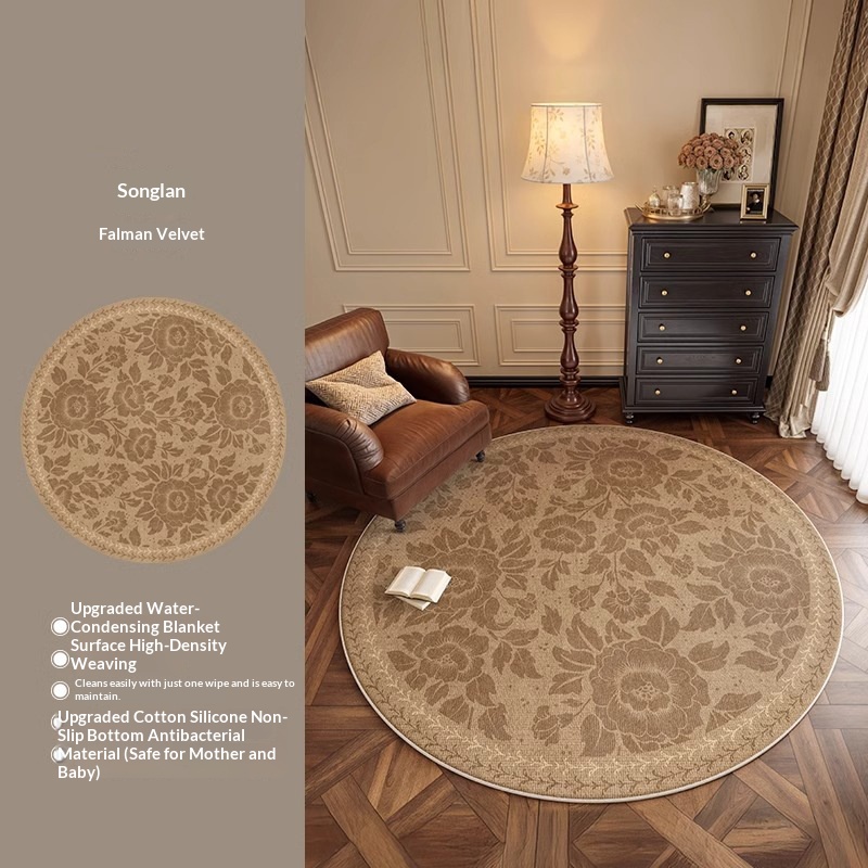 Carpet Living Room Vintage Style No-wash Wipeable Round Sofa