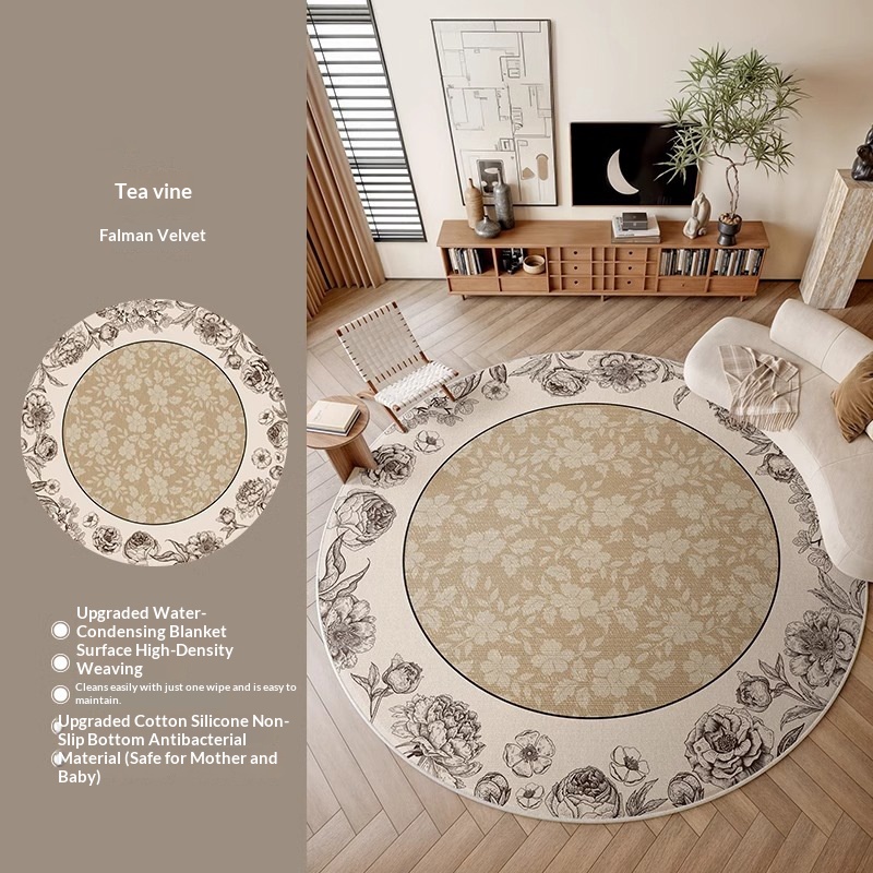 Carpet Living Room Vintage Style No-wash Wipeable Round Sofa