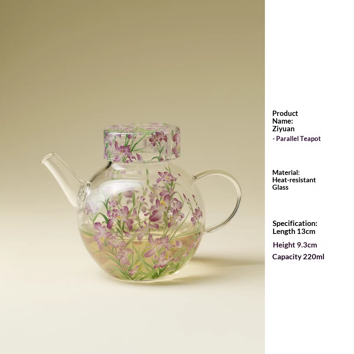 A Beautiful And Elegant Iris-patterned High-borosilicate Heat-resistant Kettle For Home Use