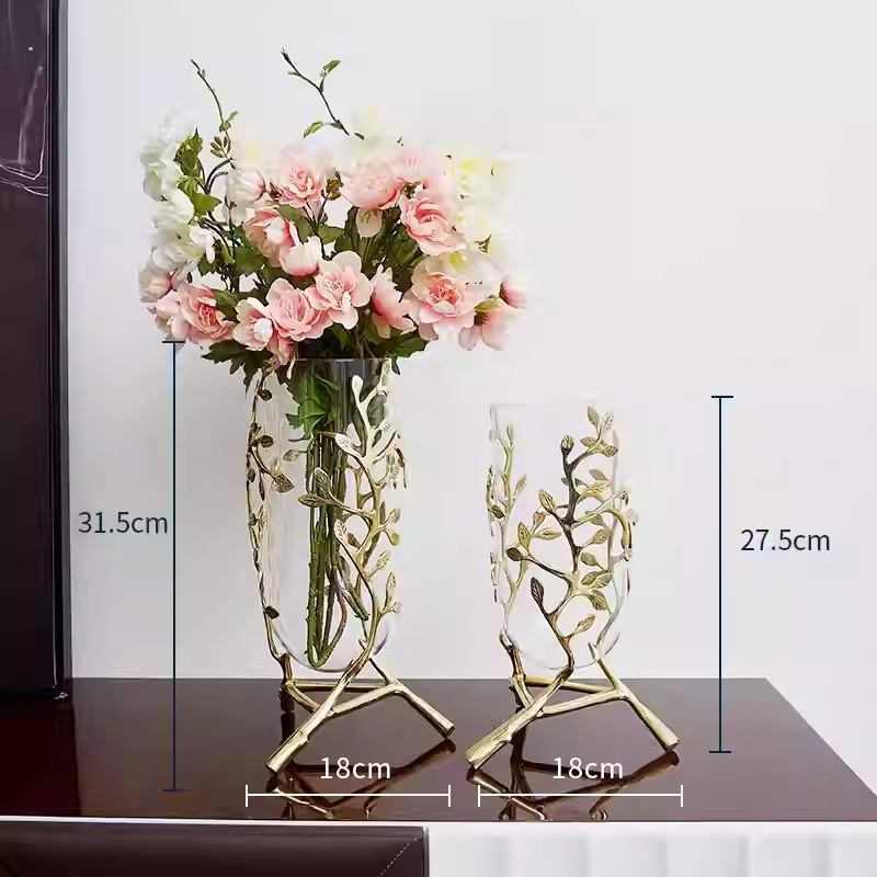 Brass And Glass Living Room TV Cabinet Vase Home Decorations