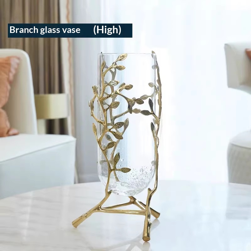 Brass And Glass Living Room TV Cabinet Vase Home Decorations