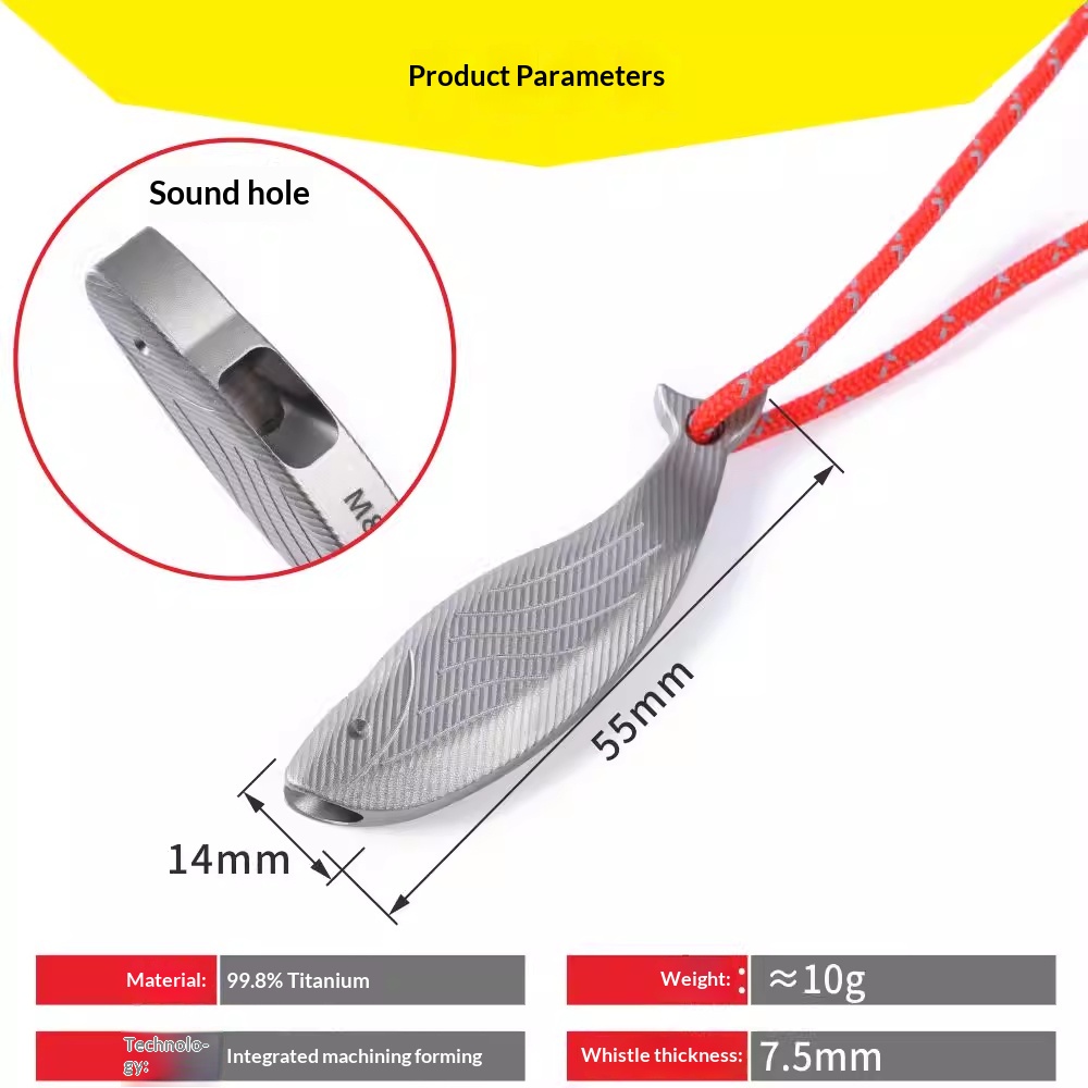 Pure Titanium Portable Outdoor Camping And Hiking Lifesaving High-frequency Whistle