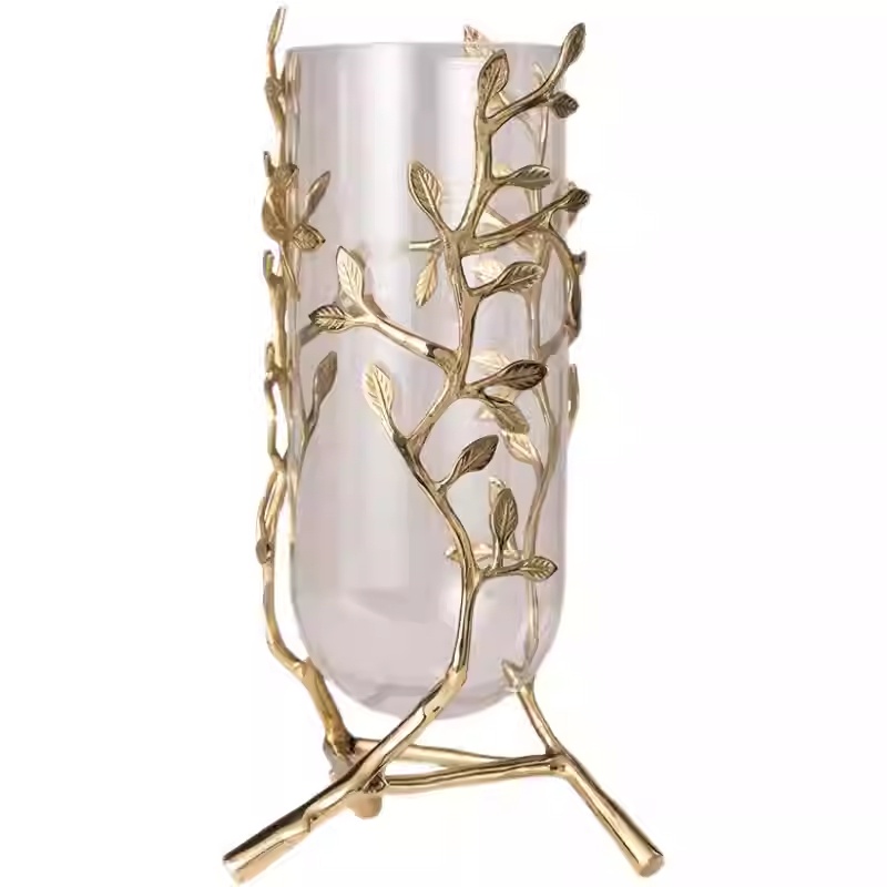 Brass And Glass Living Room TV Cabinet Vase Home Decorations