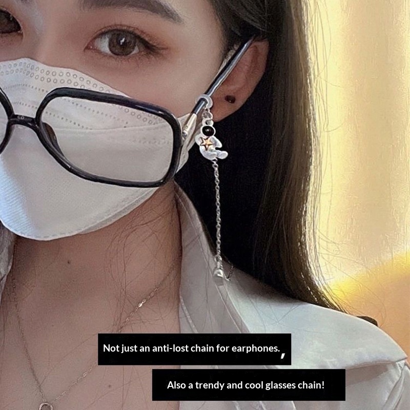 Astronaut Flower Pendant Earphone Anti-Loss Necklace Eyeglass Chain
