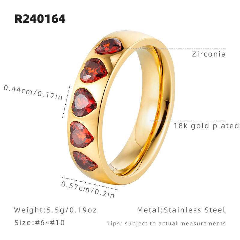 Retro Heart-shaped Zircon Ring For Women A Niche Style