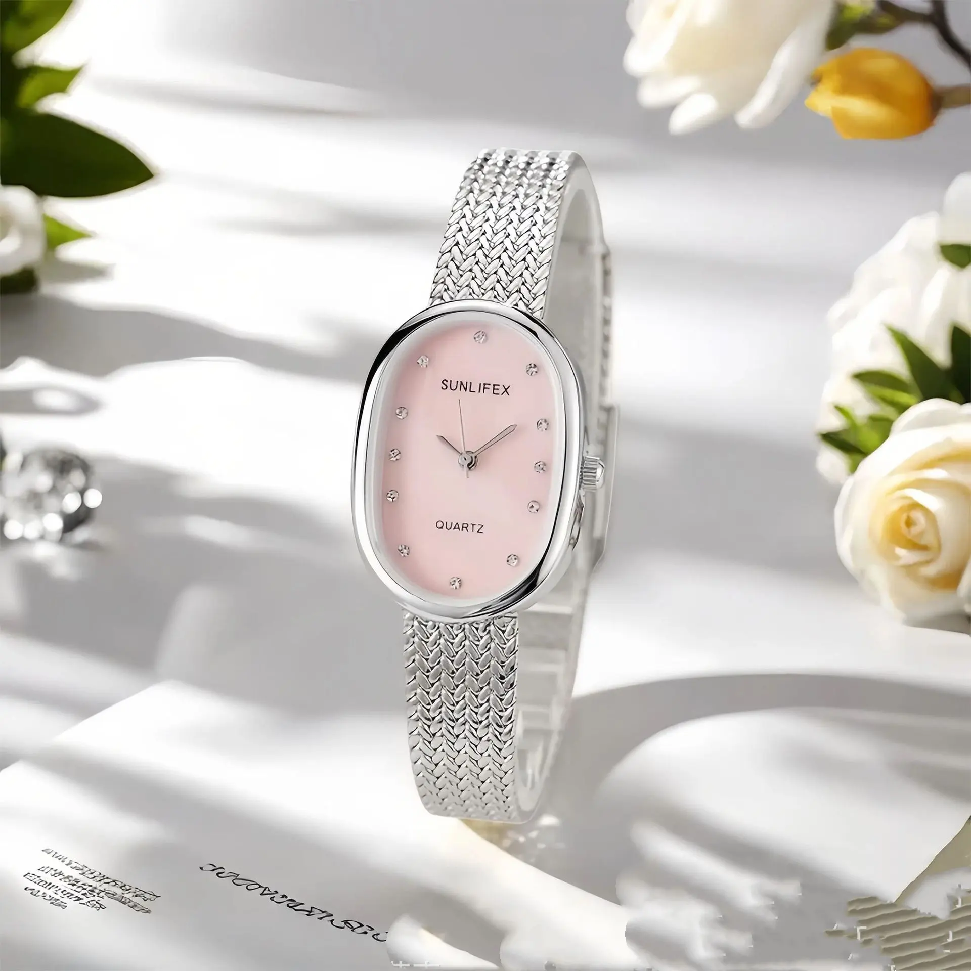 Sunlifex Bestseller Small-Dial Oval Gold Wheat-Grain Watch