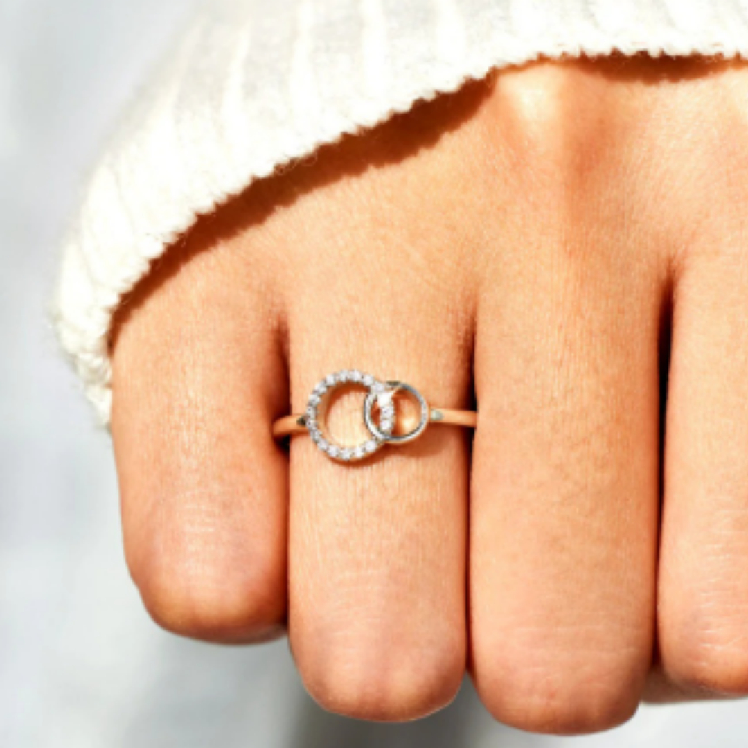S925 Sterling Silver Double-ring Ring For Women, Simple And Stylish