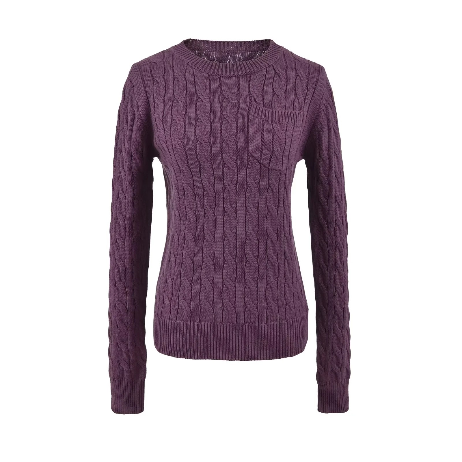 Korean-style Relaxed Versatile Purple Sweater For Petite Women