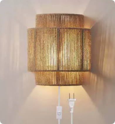 Woven Rattan Japanese-style Wall Lamp Minimalist Wabi-sabi Design