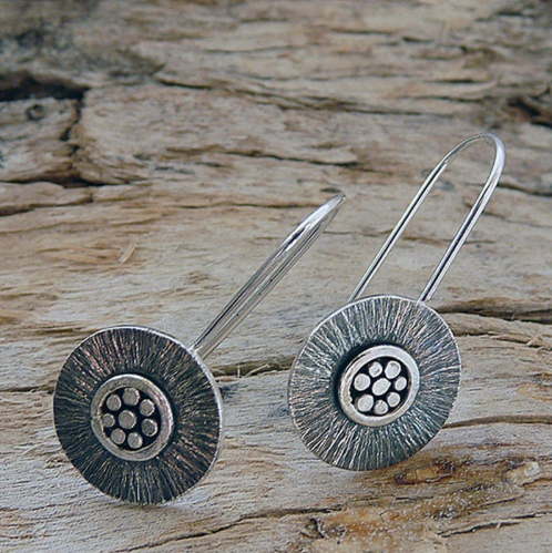 Ethnic-style Distressed Round Disc Button Earrings For Women