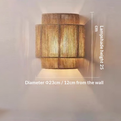 Woven Rattan Japanese-style Wall Lamp Minimalist Wabi-sabi Design