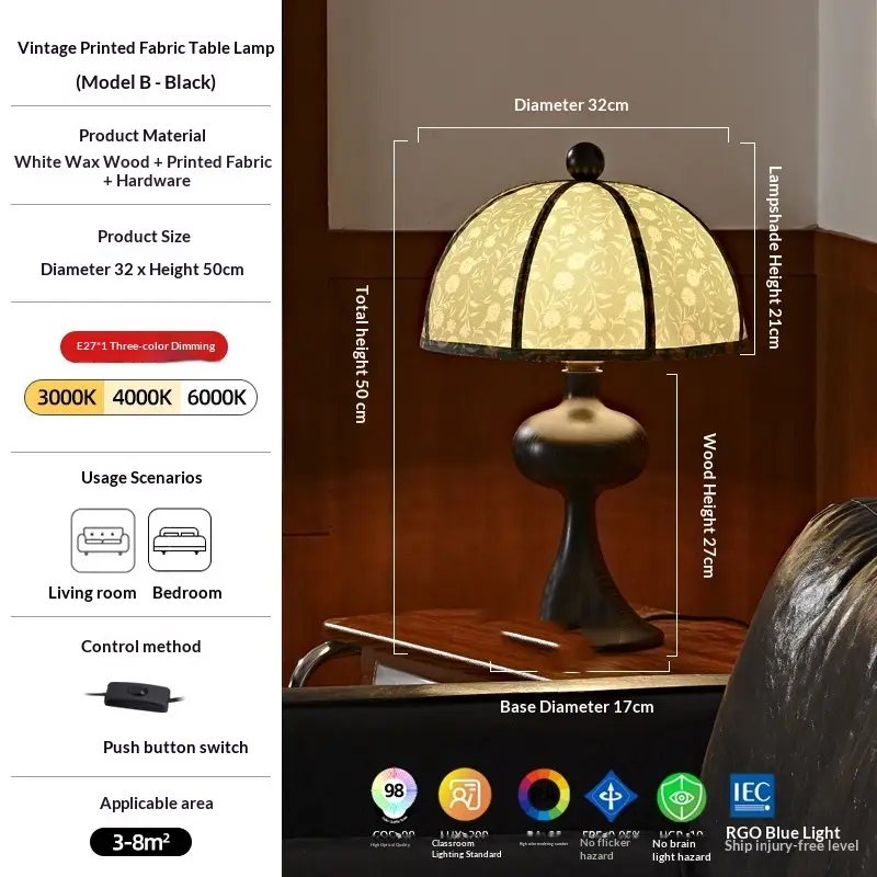 French-style Vintage Bedside Table Lamp For The Bedroom