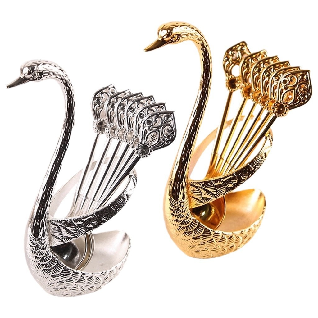 Golden Alloy Light-Luxury Swan Storage Rack Set