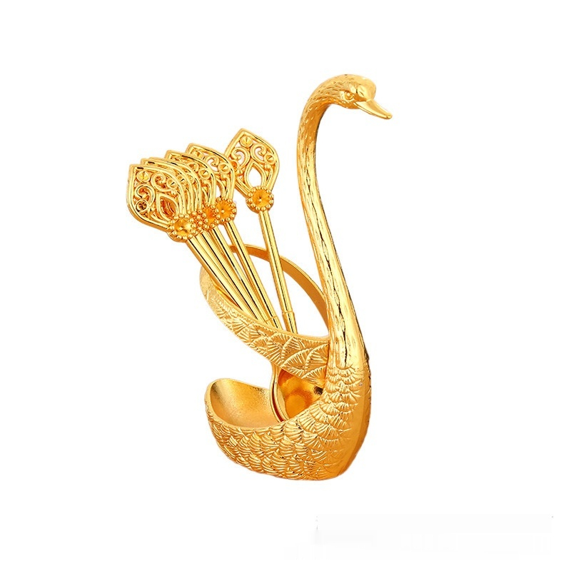 Golden Alloy Light-Luxury Swan Storage Rack Set