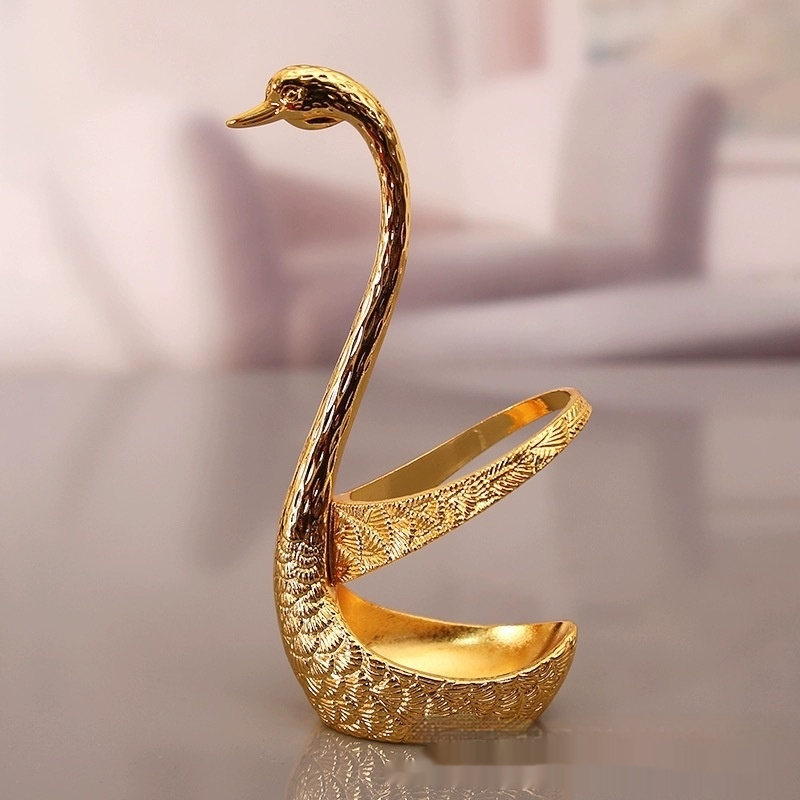 Golden Alloy Light-Luxury Swan Storage Rack Set