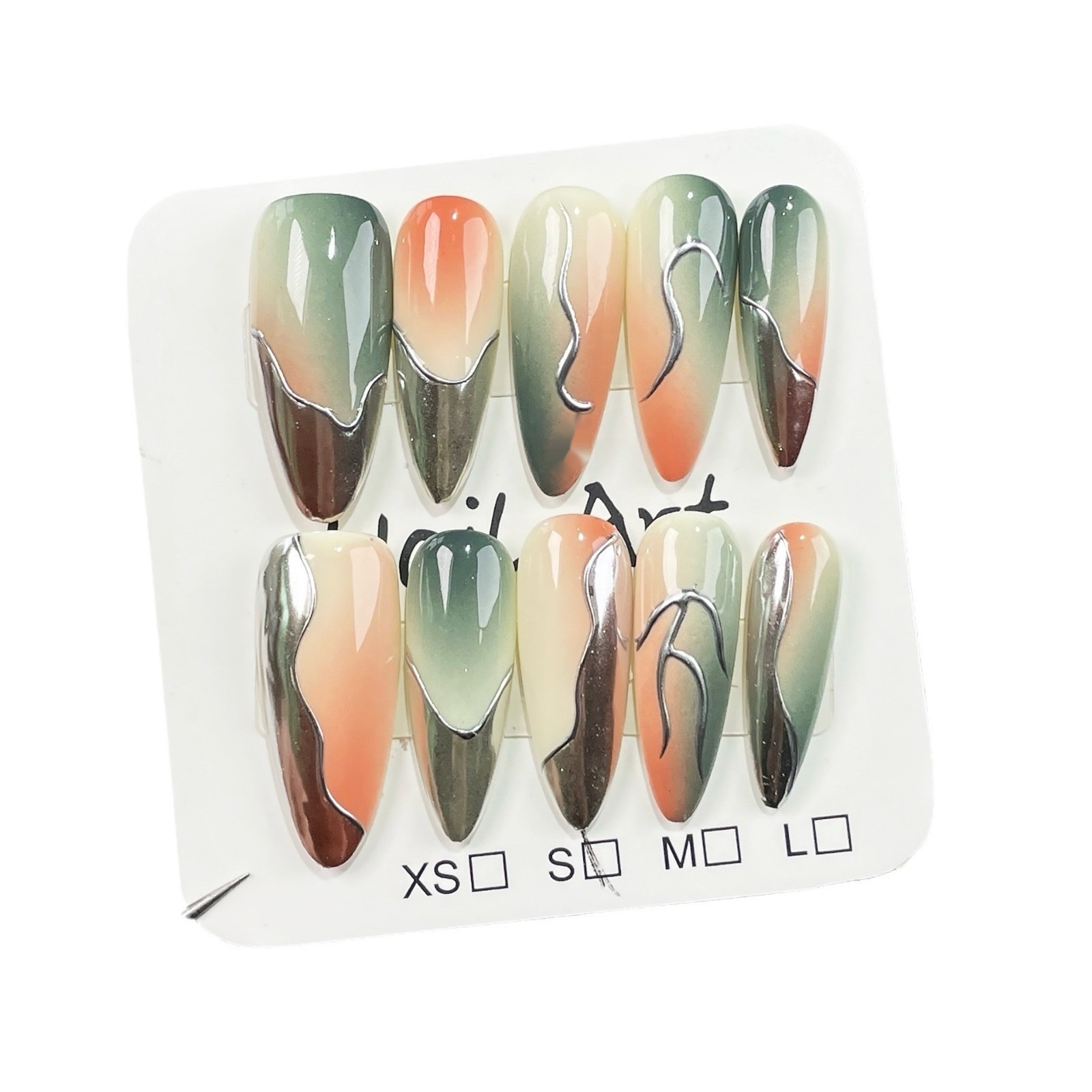 Airbrush Gradient Nail Art With Irregular Metallic Designs