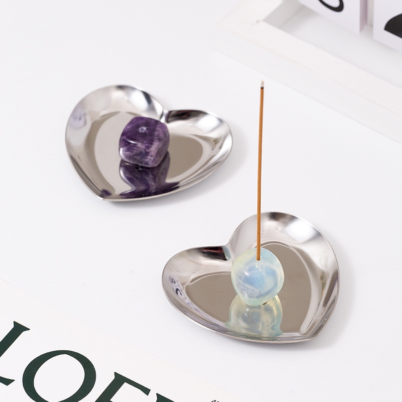 Soporte de Incienso en Forma de Corazón con Bandeja de Aromaterapia en Piedra Natural - imagen 1