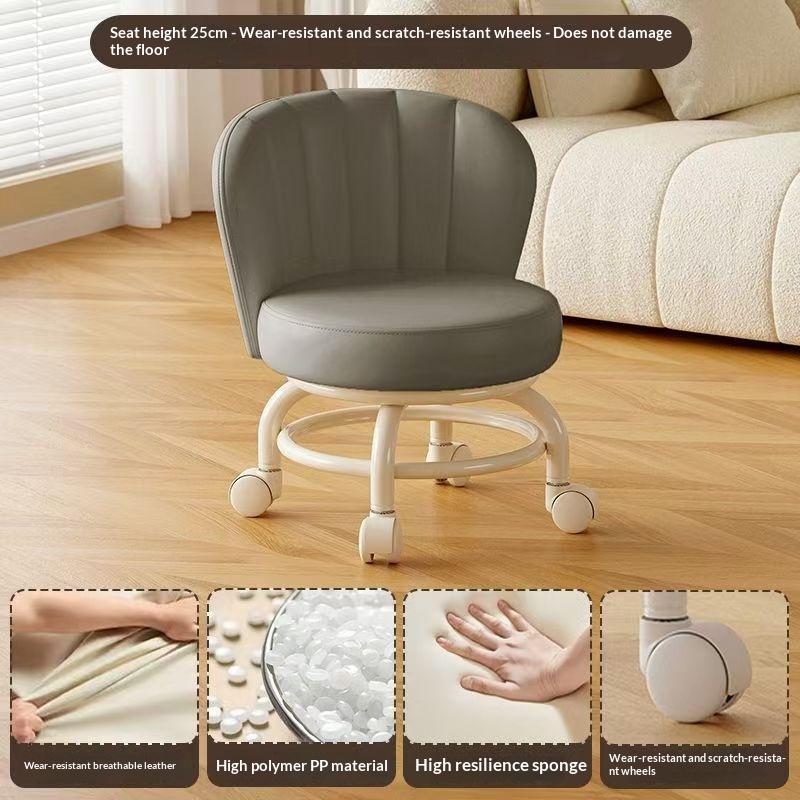 Mobile Small Stool With Universal Wheels For Home Use