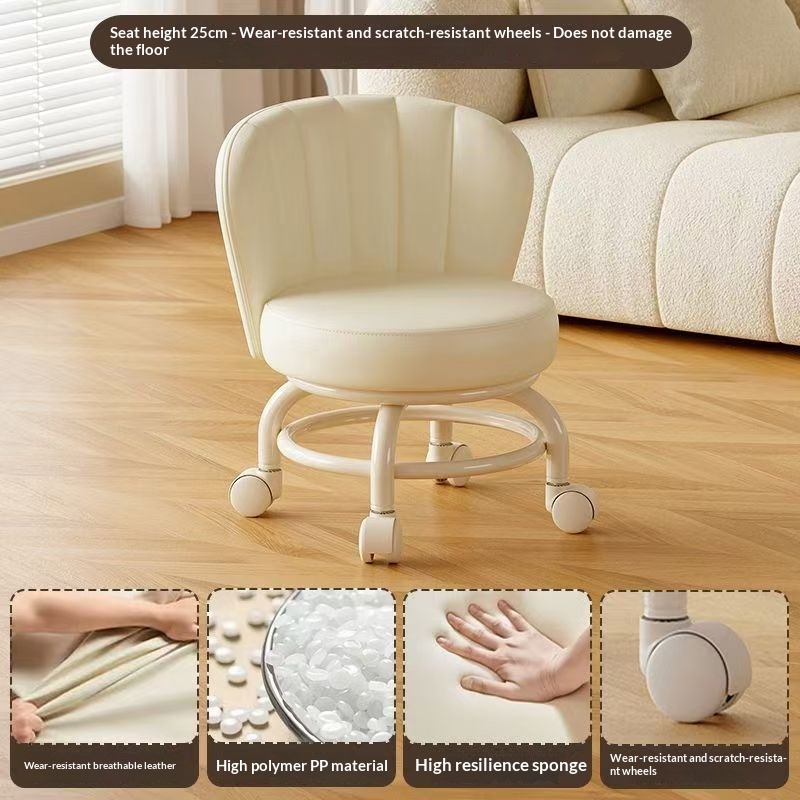 Mobile Small Stool With Universal Wheels For Home Use