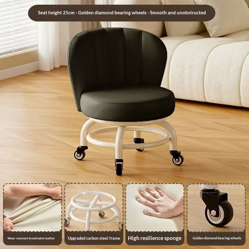Mobile Small Stool With Universal Wheels For Home Use