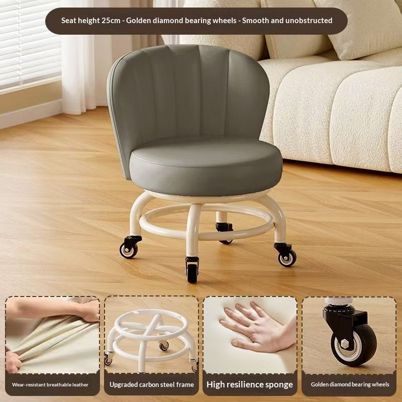 Mobile Small Stool With Universal Wheels For Home Use