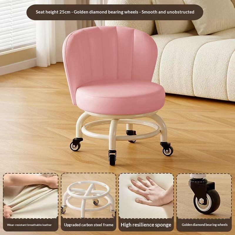 Mobile Small Stool With Universal Wheels For Home Use