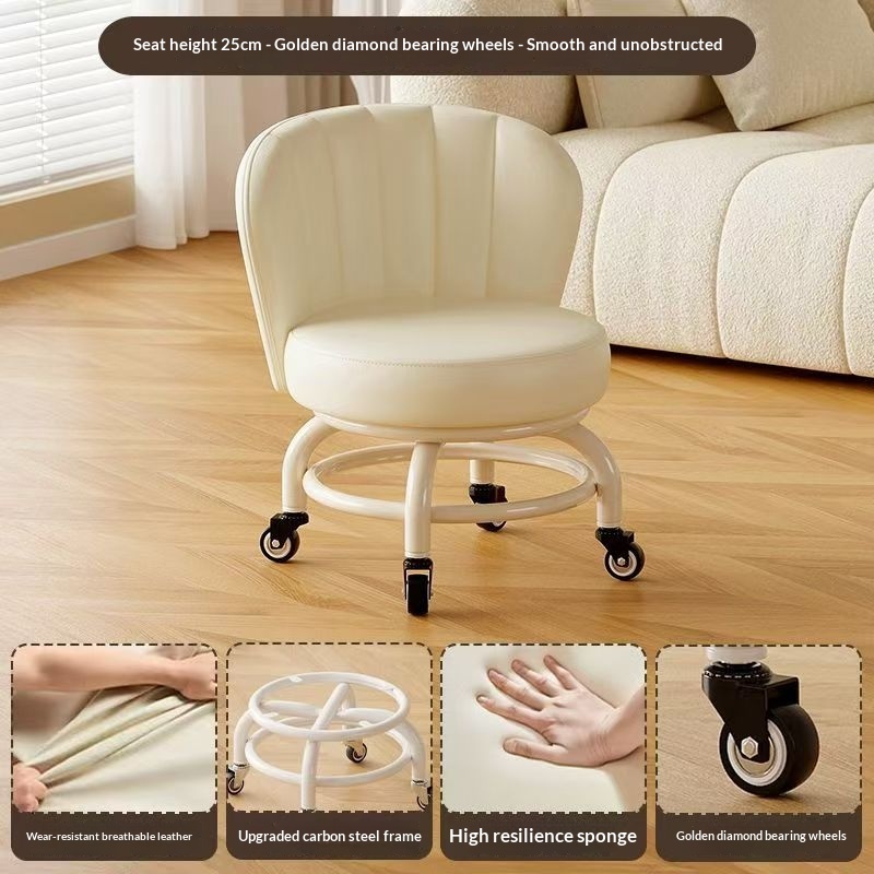 Mobile Small Stool With Universal Wheels For Home Use