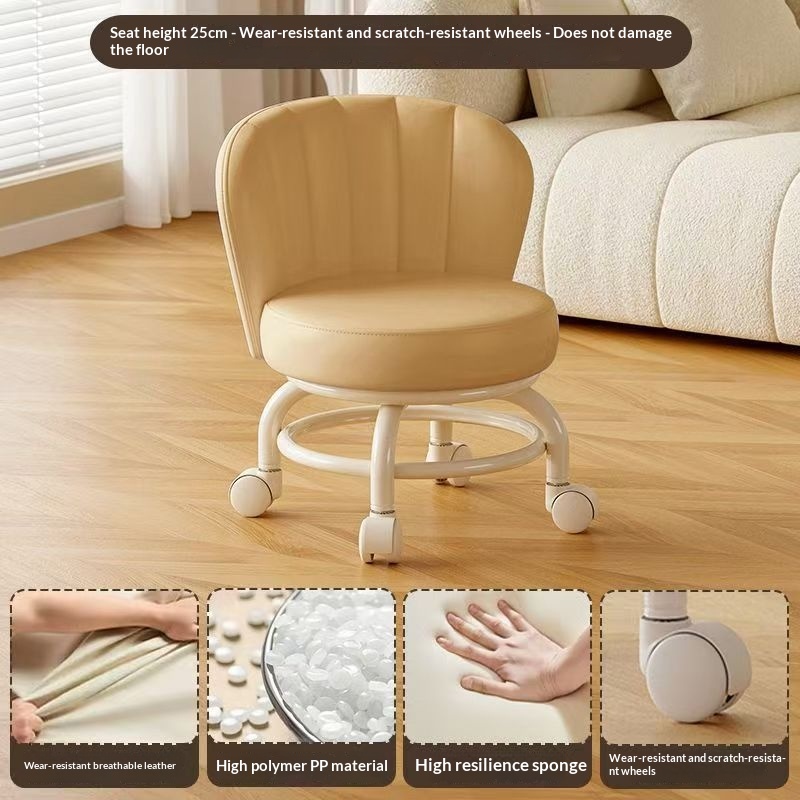 Mobile Small Stool With Universal Wheels For Home Use