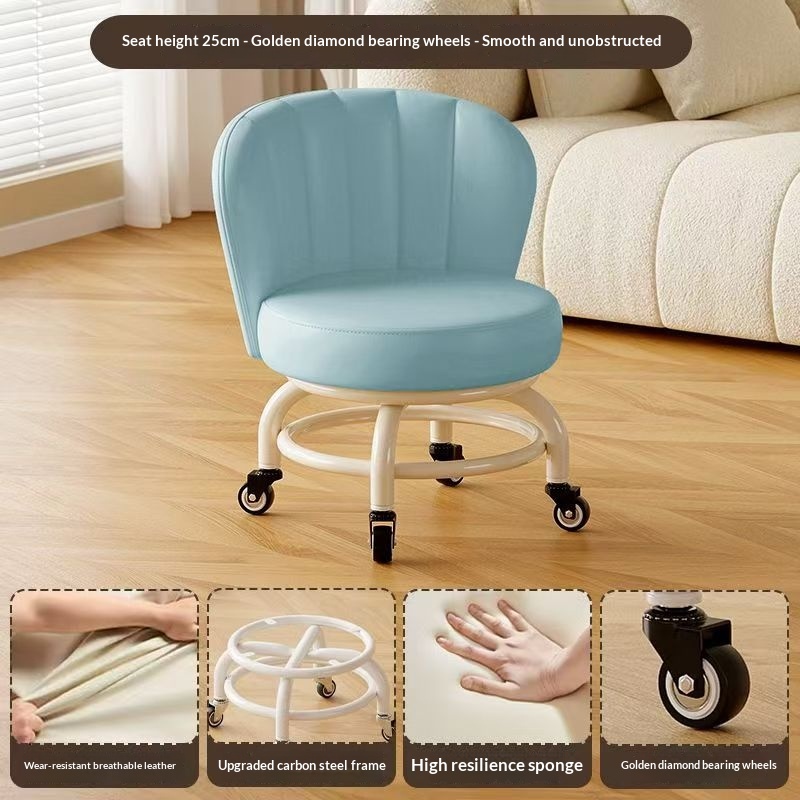 Mobile Small Stool With Universal Wheels For Home Use
