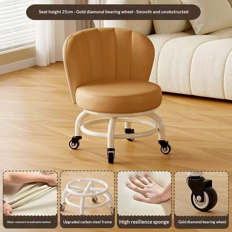 Mobile Small Stool With Universal Wheels For Home Use