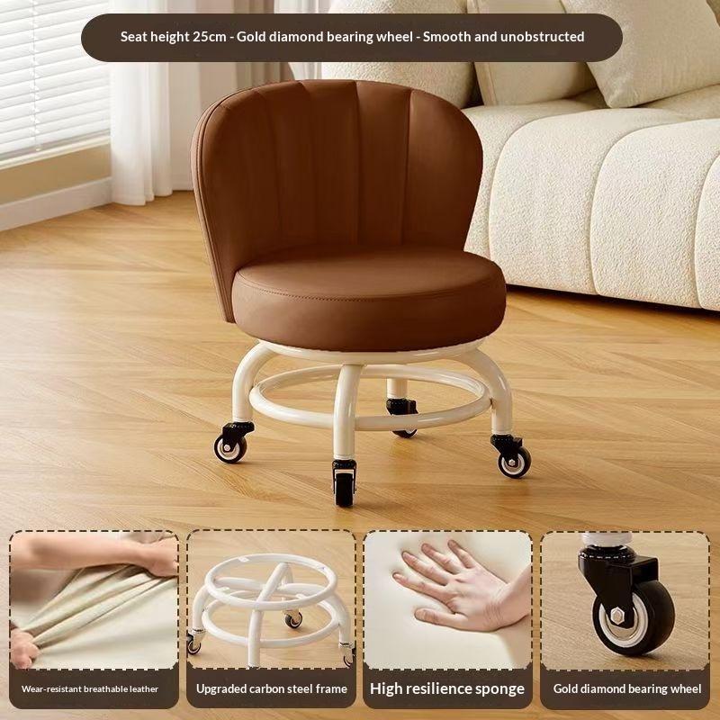 Mobile Small Stool With Universal Wheels For Home Use
