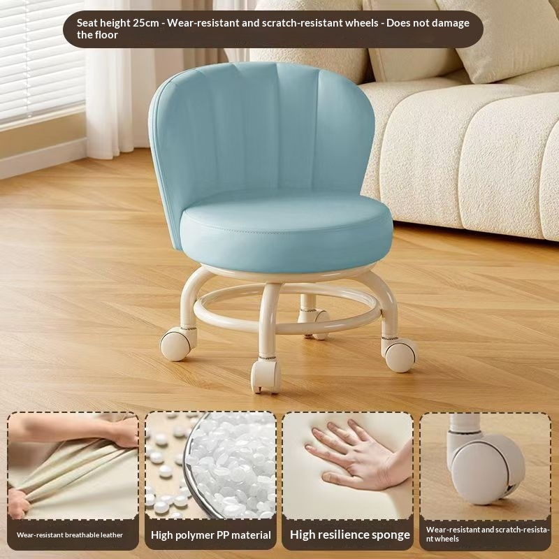 Mobile Small Stool With Universal Wheels For Home Use