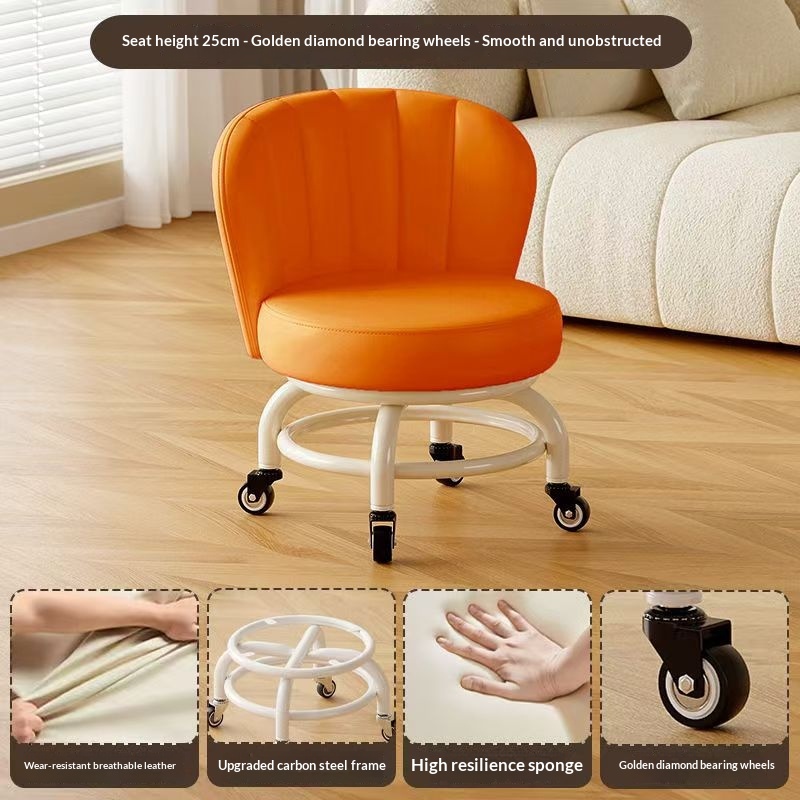 Mobile Small Stool With Universal Wheels For Home Use