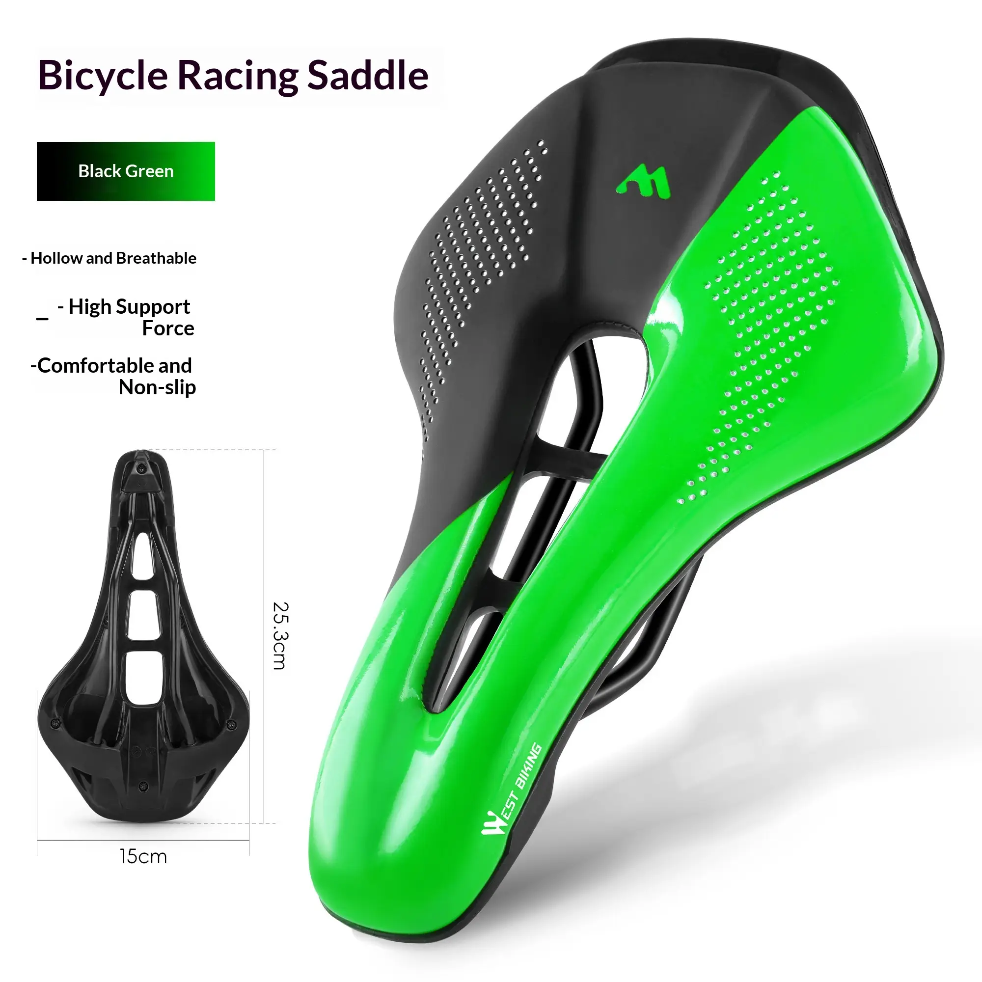 Hollow Breathable Racing Saddle For Bicycles