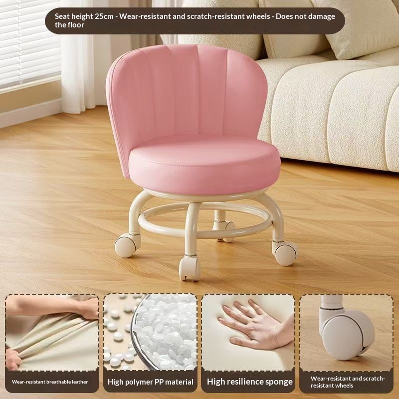 Mobile Small Stool With Universal Wheels For Home Use