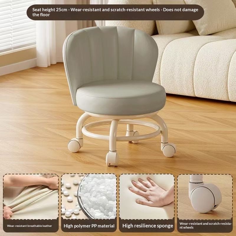 Mobile Small Stool With Universal Wheels For Home Use