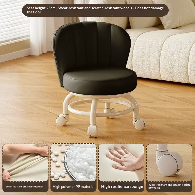 Mobile Small Stool With Universal Wheels For Home Use