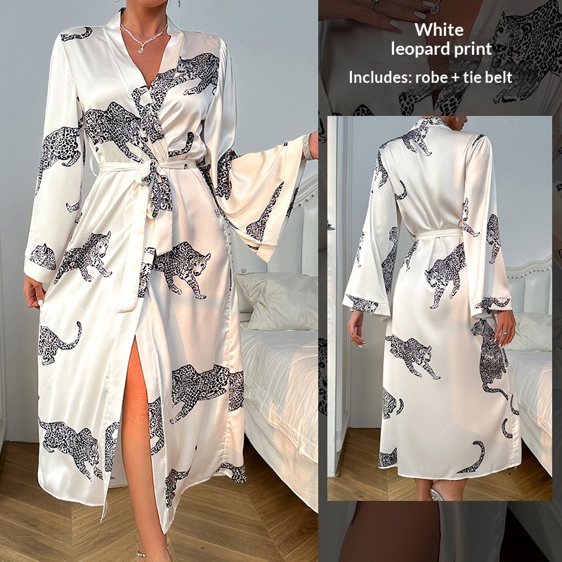 Womens Long Satin Bathrobe Pajamas