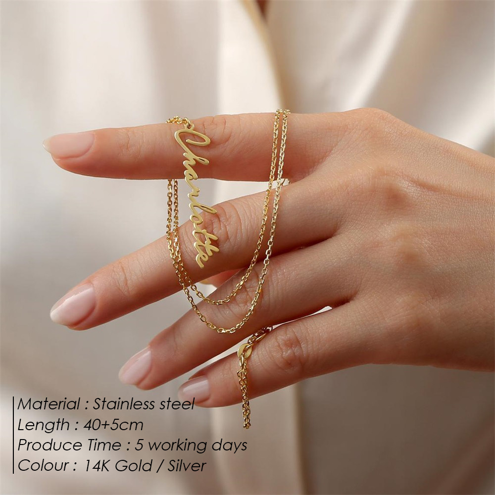 European And American Stainless Steel English Name Necklace