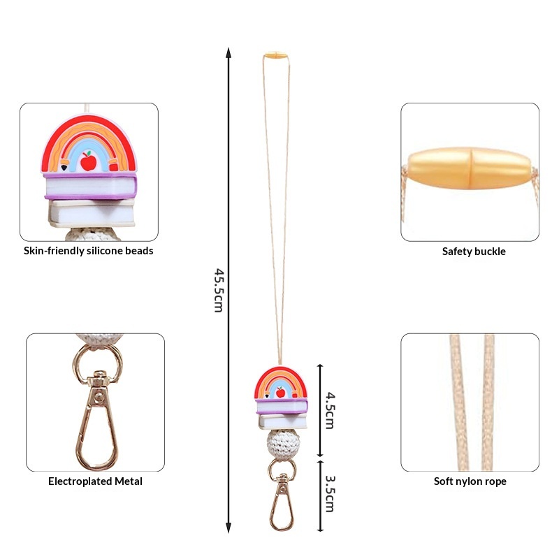 Silicone Bead Lanyard Silicone Bead ID Card Holder Lanyard