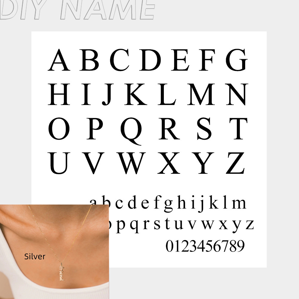 European And American Stainless Steel English Name Necklace