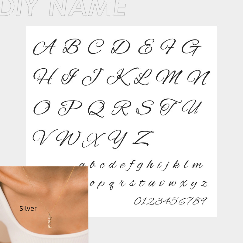 European And American Stainless Steel English Name Necklace