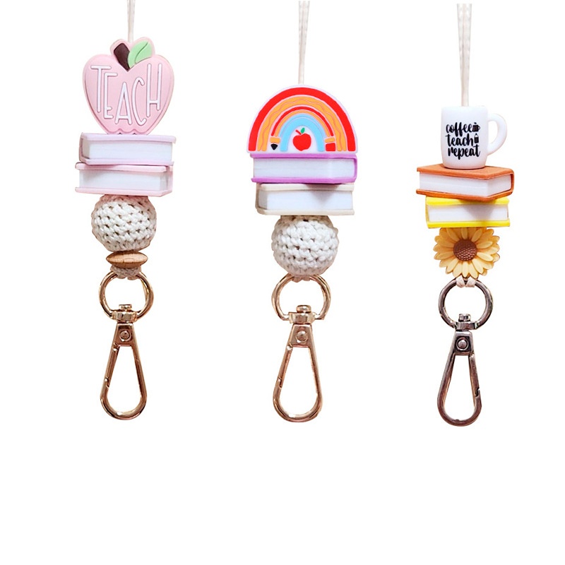 Silicone Bead Lanyard Silicone Bead ID Card Holder Lanyard