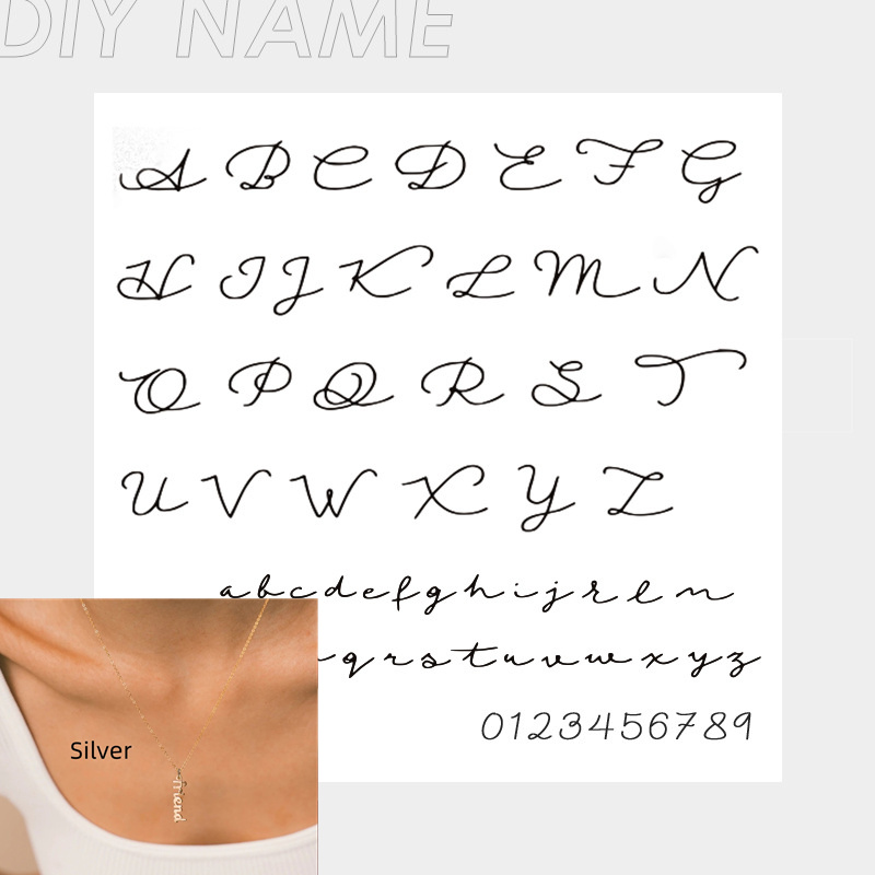 European And American Stainless Steel English Name Necklace