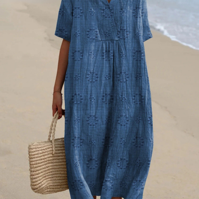 Plus-size Womens Short-sleeve Shirt Dress