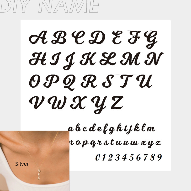 European And American Stainless Steel English Name Necklace