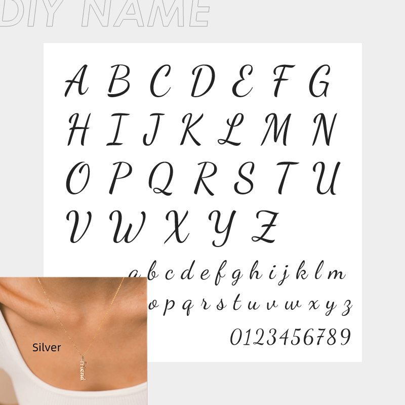 European And American Stainless Steel English Name Necklace